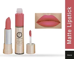 Colors Queen 2 in 1 Long Lasting Matte Lipstick (Sharbati Pink + Peach) Pack of 2-thumb2