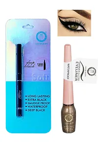 Colors Queen Smudge Proof Deep Black Soft Kajal With Shimmer Glitter Eyeliner (Brown) Pack of 2-thumb3