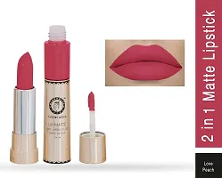 Colors Queen 2 in 1 Long Lasting Matte Lipstick (Katrina Orange + Love Peach) Pack of 2-thumb2