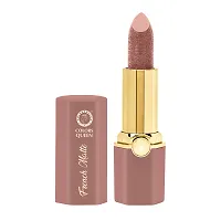 Colors Queen French Matte Waterproof Lipstick Enriched with Moisture, Single Stroke Application Non Sticky and Non Drying Creamy Matte Lipstick for Women (Peach Nude, 3 Gram)-thumb2