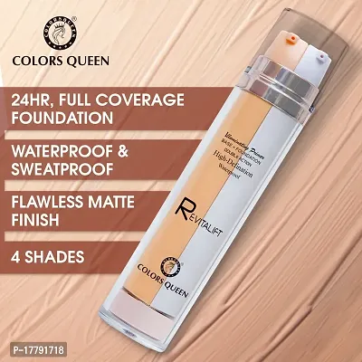 Colors Queen Revitalift Illuminating Primer base + foundation double action high-definition foundation for face make up 2 in 1 waterproof long lasting foundation suitable for all skin type defines skin tone (Ivory)-thumb4