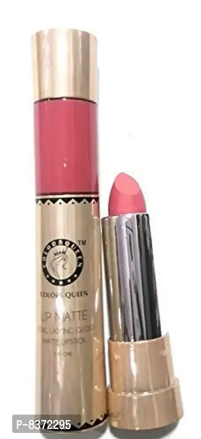 COLORS QUEEN 2 In 1 10 ml Matte Lip Gloss and Lipstick Love (Peach, 2.5 gm)-thumb5