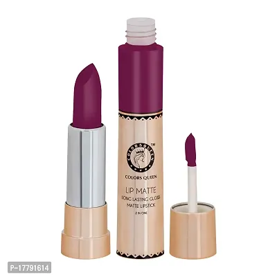 Colors Queen 2 in 1 Matte Lipstick Lip Matte Long Lasting Gloss, Waterproof, Non Transferable Deep Magenta (8 Gram)-thumb3