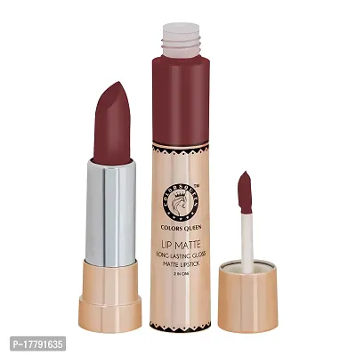 Colors Queen 2 in 1 Matte Lipstick Lip Matte Long Lasting Gloss, Waterproof, Non Transferable Onion (8 Gram)-thumb3