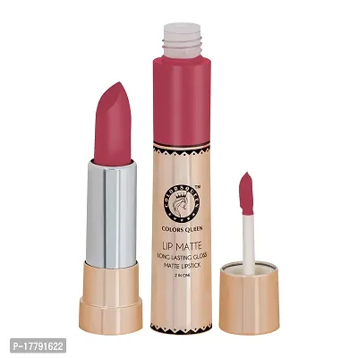 Colors Queen 2 in 1 Matte Lipstick Lip Matte Long Lasting Gloss, Waterproof, Non Transferable Sexy Peach (8 Gram)-thumb3