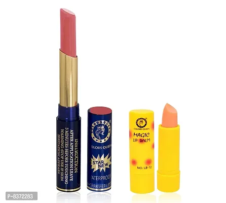 Colors Queen Non Transfer Long Lasting Matte Lipstick (Love Peach) With Lip Balm-thumb0