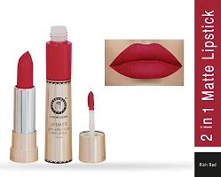 Colors Queen 2 in 1 Long Lasting Matte Lipstick (Rich Red + Shimmer Maroon) Pack of 2-thumb1