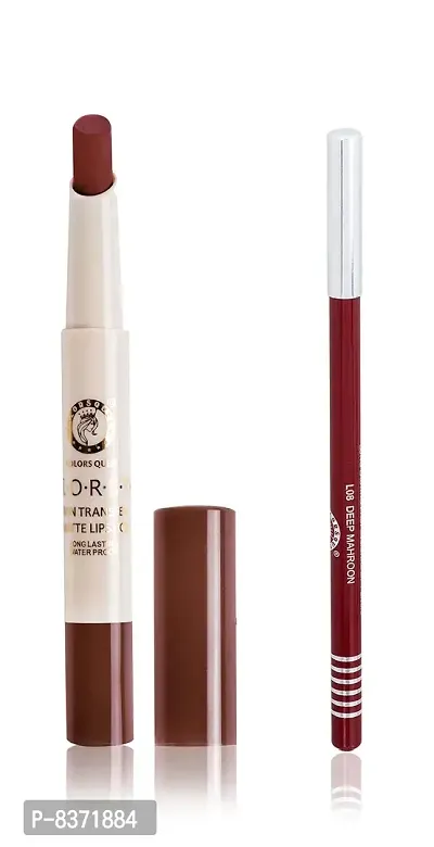 Colors Queen Non Transfer Matte Lipstick (Maroon) With lip Pencil