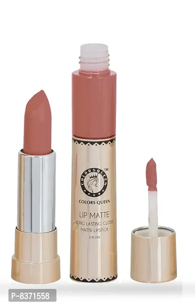 Colors Queen Long Lasting Matte Lipstick (Ice Nude) With Lip Balm