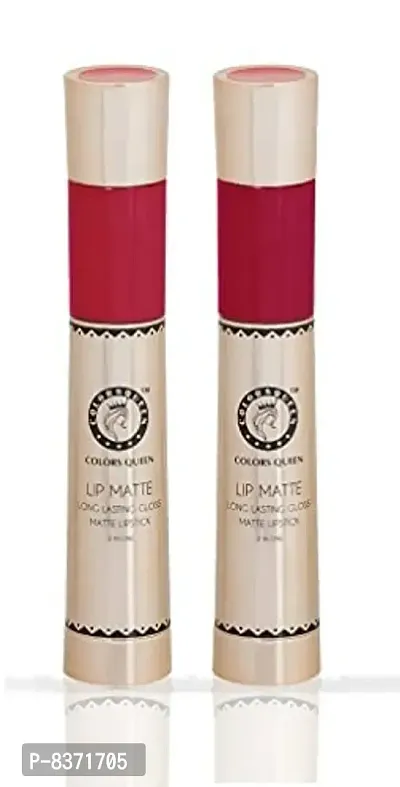 Colors Queen 2 in 1 Long Lasting Matte Lipstick (Fire Red + Russian Red) Pack of 2