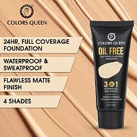 Colors Queen 3 in 1 Oil Free Foundation for Face Makeup Natural Matte Finish, Medium to Full Coverage Foundation with Primer Ultra Blendable and Long Lasting Foundation (Natural Almonds, 60ml)-thumb4