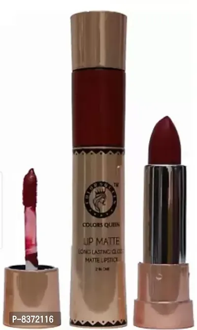 COLORS QUEEN Lip Matte 2 IN 1 Long Lasting Matte  Gloss Lipstick (Pure Maroon 41, 13 ml)-thumb0