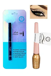 Colors Queen Smudge Proof Deep Black Soft Kajal With Shimmer Glitter Eyeliner (Copper ) Pack of 2-thumb3