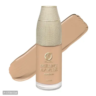 Colors Queen Excellence Flawless Foundation Oil Free Foundation for Complete Coverage Prevents Dark Circles, Dull Complexion and Redness comes with Primer + Base Long Lasting Foundation for Women (Honey Beige)