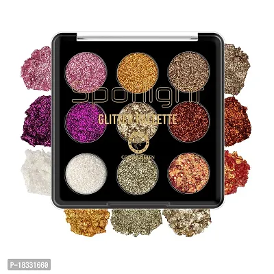 Classic Glitter Eyeshadow Palette, 9 Glitter Eyeshades| Shimmery Finish, Blendable Eyeshadow, Finely Pressed and Pigmented Glitter Shades (15 Gram)