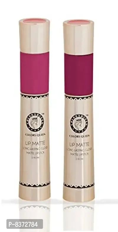 Colors Queen 2 in 1 Long Lasting Matte Lipstick (Cherry + Glam) Pack of 2-thumb0