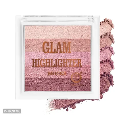 Classic Glam Highlighter For Face Makeup | Highly Pigmented Powder Highlighter Makeup | Multi Color Face Highlighter Palette - Shade- 8, 12G