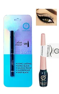 Colors Queen Smudge Proof Deep Black Soft Kajal With Shimmer Glitter Eyeliner (Silver Green) Pack of 2-thumb3