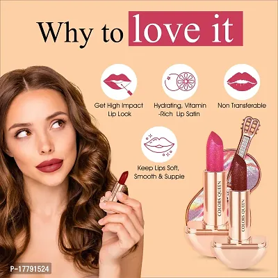 Colors Queen Lipstick Rockstar Lipstick Shimmery Matte Finish, Smudge Proof,12 Hour Stay Fuchsia (3 Gram)-thumb4