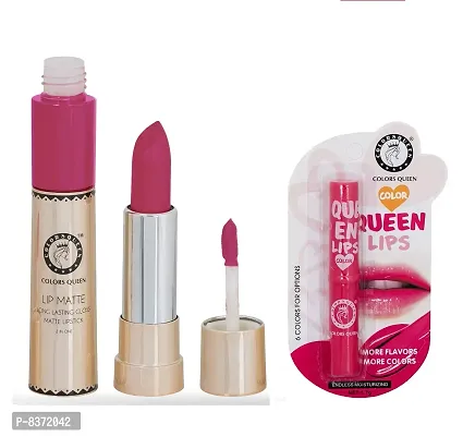 Colors Queen Long Lasting Matte Lipstick (Deep Magenta) With Lip Balm