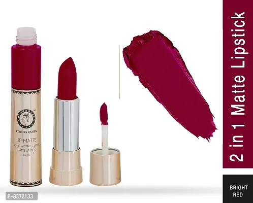 Colors Queen 2 in 1 Long Lasting Matte Lipstick (Bright Red) With Soft Kajal-thumb2