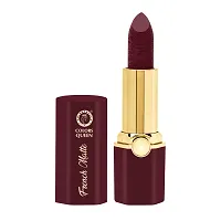 Colors Queen French Matte Waterproof Lipstick Enriched with Moisture, Single Stroke Application Non Sticky and Non Drying Creamy Matte Lipstick for Women (Maroon, 3 Gram)-thumb2