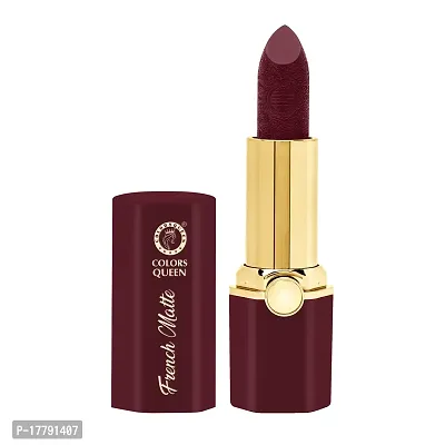 Colors Queen French Matte Waterproof Lipstick Enriched with Moisture, Single Stroke Application Non Sticky and Non Drying Creamy Matte Lipstick for Women (Maroon, 3 Gram)-thumb3