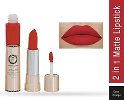 Colors Queen Long Lasting Matte Lipstick (Coral Orange) With Lip Balm-thumb1