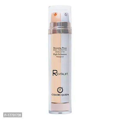Colors Queen Revitalift Illuminating Primer base + foundation double action high-definition foundation for face make up 2 in 1 waterproof long lasting foundation suitable for all skin type defines skin tone (Fair)-thumb3