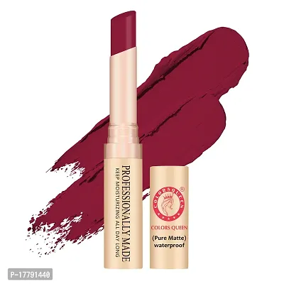 Colors Queen Beauty Lips Velvet Finish Matte Lipstick Highly Pigmented with Smooth Application Long Lasting Lipstick Waterproof Smudge Proof Lipstick for Women (Bridal Maroon)