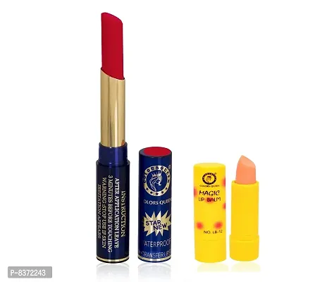 Colors Queen Non Transfer Long Lasting Matte Lipstick (Karina Red) With Lip Balm