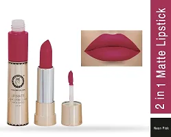 Colors Queen Long Lasting Matte Lipstick (Neon Pink) With Lip Balm-thumb1