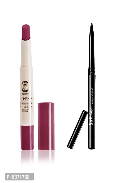 Colors Queen Non Transfer Matte Lipstick (Bio Rose ) with soft Kajal