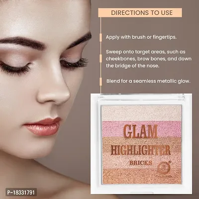 Classic Glam Highlighter For Face Makeup |Highly Pigmented Powder Highlighter Makeup | Multi Color Face Highlighter Palette - Shade- 7, 12G-thumb5