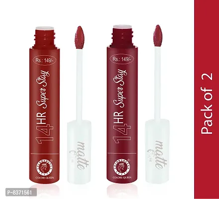 Colors Queen 14 Hr Super stay Matte Liquid Lip Color Non Transfer Lipstick (Royal Maroon + Bridal Maroon) Pack Of 2-thumb4