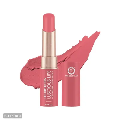 Colors Queen Luscious Lips - Non Transfer Creamy Matte Lipstick Highly Pigmented with Smooth Application Long Lasting Lipstick Waterproof Smudge Proof Lipstick for Women (Nude Toast - 3.5g)