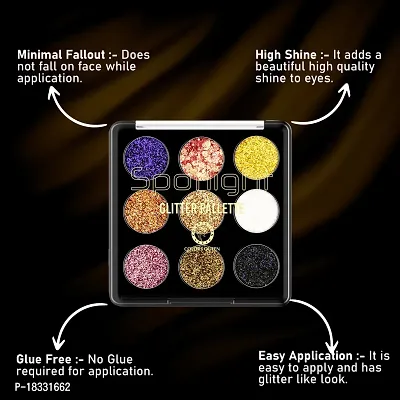 Classic Glitter Eyeshadow Palette, 9 Glitter Eyeshades| Shimmery Finish, Blendable Eyeshadow, Finely Pressed and Pigmented Glitter Shades (15 Gram)-thumb5