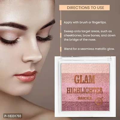 Classic Glam Highlighter For Face Makeup | Highly Pigmented Powder Highlighter Makeup | Multi Color Face Highlighter Palette - Shade- 8, 12G-thumb5