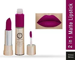 Colors Queen 2 in 1 Long Lasting Matte Lipstick (Rich Red + Shimmer Maroon) Pack of 2-thumb2