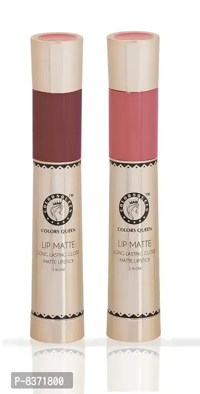 Colors Queen 2 in 1 Long Lasting Matte Lipstick (Warm Nude + Queen Nude) Pack of 2