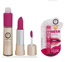 Colors Queen Long Lasting Matte Lipstick (Sharbati Pink) With Lip Balm-thumb1