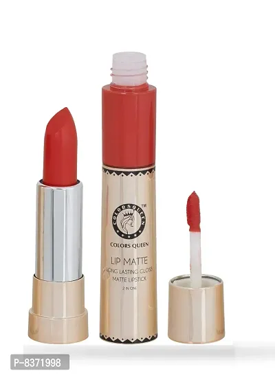 COLORS QUEEN long lasting matte 2 in 1 lipstick ( orange ) (orange, 8 g)