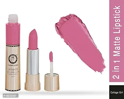 Colors Queen 2 in 1 Long Lasting Matte Lipstick (Collage girl) With Soft Kajal-thumb2