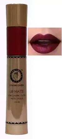 COLORS QUEEN Lip Matte 2in1 Long Lasting Gloss  Matte Lipstick (Indian Maroon, 13 ml)-thumb1