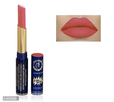 Colors Queen Non Transfer Long Lasting Matte Lipstick (Love Peach) With Lip Balm-thumb2