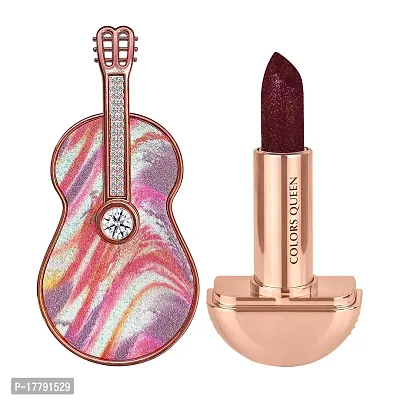 Colors Queen Glitter Lipstick Rockstar Non Transfer, Matte Finish, Smudge Proof, Water Proof, 12 hr Stay Royal Maroon (3g)-thumb3