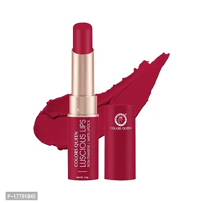 Colors Queen Luscious Lips - Non Transfer Creamy Matte Lipstick Highly Pigmented with Smooth Application Long Lasting Lipstick Waterproof Smudge Proof Lipstick for Women (Red Aurora - 3.5g)-thumb0