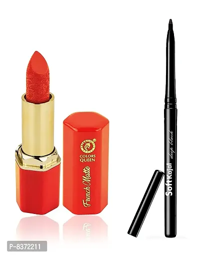 Colors Queen French Matte Lipstick (Orange) With Soft Kajal