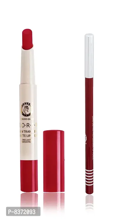 Colors Queen Non Transfer Long Lasting Matte Lipstick (Red) With Lip Pencil