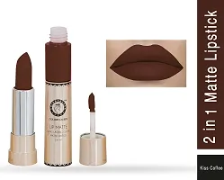 Colors Queen 2 in 1 Long Lasting Matte Lipstick (Glam Pink + Kiss Coffee) Pack of 2-thumb2